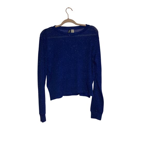 Divided by H&M sparkly blue knit lightweight cropped sweater size small - Picture 1 of 4